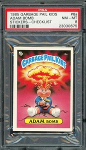 PSA 8 MINI 1985 Adam Bomb #8a Stickers Checklist - Picture 1 of 2