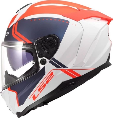 LS2 FF817 Challenger II helmet titanium matt white blue red - Image 1 of 4