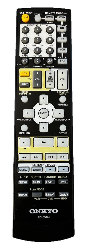 Подлинный пульт дистанционного управления приемника Onkyo RC-651M HT-S907 TX-SR604 TX-SR8467 TX-SR8460 OEM - Изображение 1 из 1