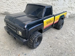 Vintage 14" Black Tonka Pickup Truck Metal 80's XR-101 Yellow Orange Stripes - Picture 1 of 23