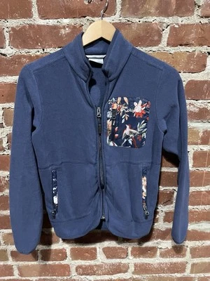 Chaqueta polar Columbia para mujer cremallera completa XS azul floral Foto 1 de 4