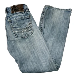 Rock & Roll Cowboy Pistol Bootcut Denim Blue Jeans Mens SZ 29x32 Bold Stitching - Picture 1 of 14