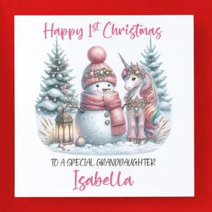 Personalised First Christmas Card Girls 1st Christmas Babys First Christmas Card - Picture 1 of 3
