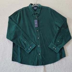 Haggar Corduroy Men's Regular Fit Button-Down Shirt-Size XL Hunter Green NWT New - Picture 1 of 8