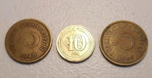 Turkey Coin Lot: 10 & 25 Kurus x2 1948, 1949 and 2009 - Picture 1 of 2