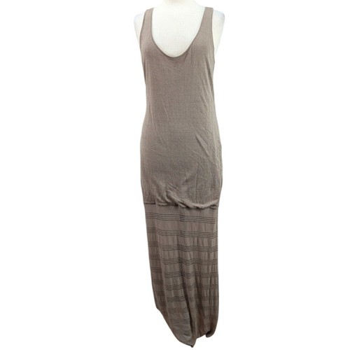 UNDERCOVER Maxi Abito Victoria's Secret Lino Viscosa Taupe Tank Semi Trasparente Spiaggia Taglia L