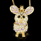 Lila Maus Hamster Ratte Rennmaus Chinchilla mit Swarovski Kristall Halskette