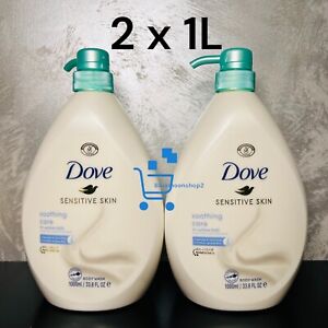 2 x 1L Dove Shooting Care SENSITIVE SKIN Body Wash - Soap Free- Pump Bottles