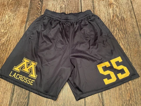 MINNESOTA GOLDEN GOPHERS LACROSSE men's XL #55 black shorts 8" inseam WOW wow Cover