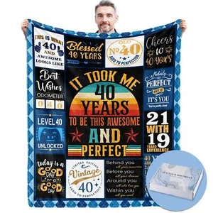40th Birthday Blanket 60"x50" 40 Year Old Men Gift with Gift Box - Picture 1 of 7