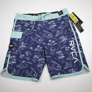 RVCA Boy's 17" Eastern Board Shorts Swim Trunks Surf Skeleton Size 30 NEW - Picture 1 of 13