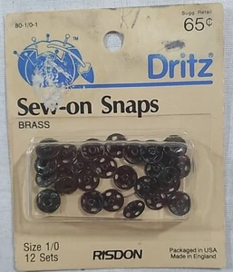 Broches de presión de latón para coser Dritz 80-1/0-1 negros, 12 juegos por paquete - Imagen 1 de 3