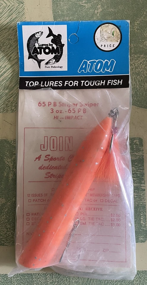 Nuevo de Lote Antiguo Atom Popper 65PB Striper Swiper 3oz Naranja Foto 1 de 1