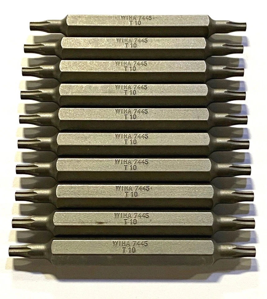 Wiha T10 x 2.5" Torx Double End Star Bit 1/4" Hex Drive 10 Pack Made In Germany - Image 1 of 1