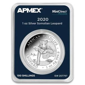 100 chelines African Wildlife Leopard MintDirect® Somalia 1 oz plata 2020 - Imagen 1 de 2