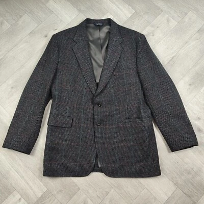 Blazer de tweed de lana pata de gallo gris largo vintage Kuppeheimer 44 para hombre Foto 1 de 4