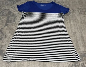 Soma Sleep Sz Medium Nightgown Stretch Lounge Comfort Stripe Blue Black - Picture 1 of 4