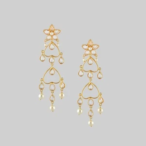 Pendiente Largo Topacio Natural Perla Plata de Ley 925 Pendiente Genuino - Imagen 1 de 4