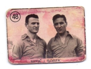 Football card STJEPAN BOBEK RAJKO MITIC Partizan Red Star Belgrade Yugoslavia