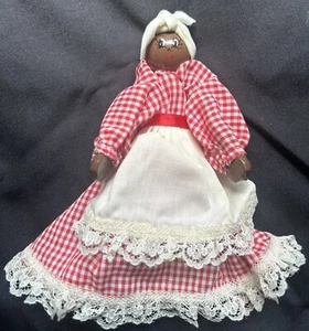 Vintage handgefertigte Kleidernadel Taschenpuppe. 6". Original Künstler Papierkarte. - Bild 1 von 7