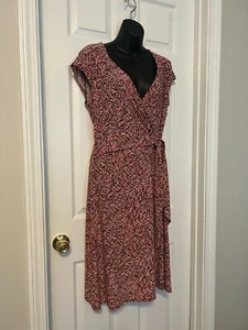 Evan Picone Stretch mehrfarbig Faux Wickelkleid A-Linie zum Binden Gr. 10 neu ohne Etikett - Bild 1 von 9