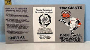 1982 San Francisco Giants Baseball Schedule KNBR 68 & Tower Records - Picture 1 of 2