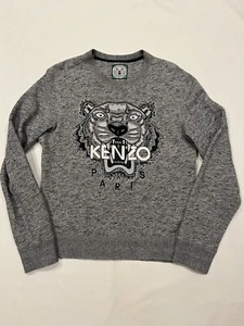 Kenzo Jungle Paris Pullover Sweatshirt Embroidered Tiger Gray Fleece Mens Size M - Picture 1 of 15
