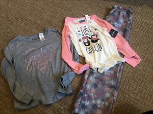 Eddie Bauer Girls Pajama 3 Piece Set Size Large 14 - 16 Just Chillin NWT - Picture 1 of 11