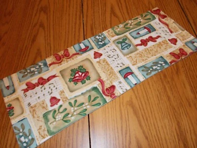 Bloque de Navidad MINI Corredor de Mesa Inodoro Tanque Topper Música Oro Campana Arco Foto 1 de 4