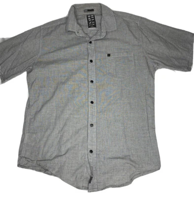 Гавайская рубашка с логотипом Billabong мужская размер M на пуговицах серая полоса 100% хлопок - Изображение 1 из 4