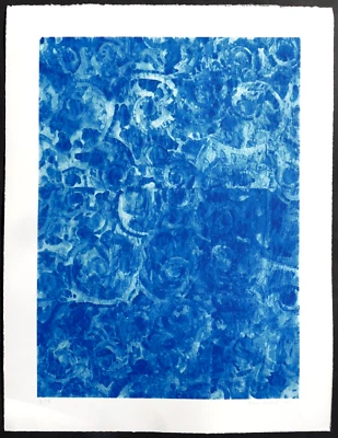 Andrea BISCHOF "  ohne Titel "  Blau aus 2000 Siebdruck, handsigniert u, datiert - Bild 1 von 3