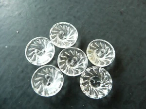 6 boutons vintage ancien en verre transparent - Imagen 1 de 7