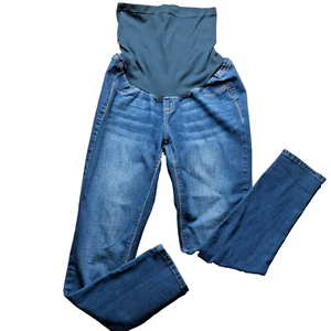 1822 Women's Size Large Maternity Jeans Skinny Leg Stretch Belly Blue Pants Jean - Picture 1 of 10