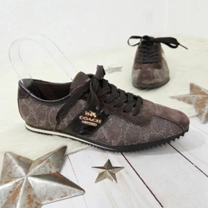 Coach Ivy Sneakers Braun Signatur Beschichtet Canvas Lack Retro Größe 5 Neu ohne Karton - Bild 1 von 8