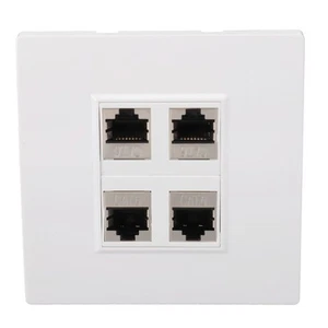 Cat 6 Ethernet Wall Plate 4 Port Female To Female Avoid Clutter Internet Wall CB - Afbeelding 1 van 22