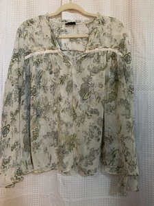 Blusa Camisa Top Manga Larga Transparente Floral Multicolor A New Approach XL a.n.a - Imagen 1 de 6