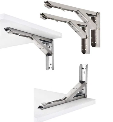 4x Regalträger klappbar Regalhalter Edelsathl Regalwinkel Konsole Klappregal 8'' - Bild 1 von 4