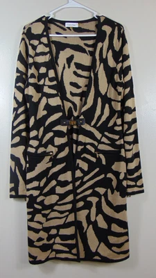 Suéter Plumero Largo Abierto Calvin Klein Bolsillos Estampado Leopardo Para Mujer Mediano M Foto 1 de 4