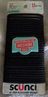 Nuevas bandas elásticas para el cabello Scunci U Got This 32 piezas sin daños sujeción media negras Foto 1 de 2