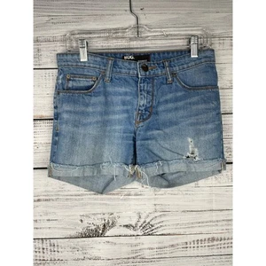 BDG Boyfriend Blue Jean Shorts Light Wash size 25 Cuffed Raw Hem 100% Cotton - Picture 1 of 6
