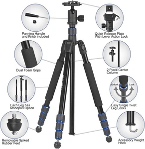 Ravelli Tripod APGL5 Professional 65" Ball Head For Camera Camcorder - Picture 1 of 12