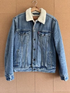 Levi’s Denim Jacket Men's Small Blue Sherpa Snap Fastening Pockets Warm Fleece - Picture 1 of 18