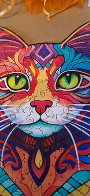 Colorful Cat   Large Premium Shaped Wooden Puzzle for Adults. - Image 1 of 3