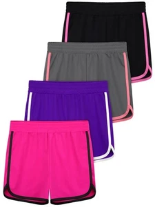 4 Pack Youth Girls Athletic Shorts Quick Dry Active Shorts Big Girl Summer Sp... - Picture 1 of 7