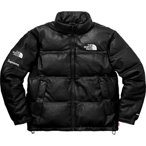 Men’s Nuptse Style Black Leather Puffer Jacket – Mountain Inspired Coat - Picture 1 of 6