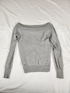21 Gray Small Off Shoulder Knit Sweater Long Sleeve Pullover Lightweight Casual - Picture 1 of 10