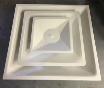 2) PS 24x24 Drop Ceiling 2 cone 4-way HVAC Diffuser T-Bar Lay-in 14" Inlet White - Image 1 of 4