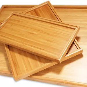 Bandeja para servir té de madera de bambú orgánica - varios tamaños - Imagen 1 de 34