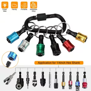 6-72x Bit Holder 1/4" Drill Holder Keychain Set for Impact Driver Push to Unlock - Picture 1 of 28