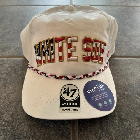 Chicago White Sox Hat Cap Snap Back White 47 Hitch MLB USA Flag Fluttr Rope Mens Cover